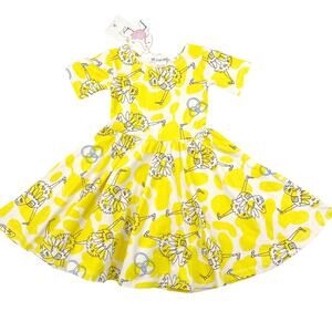 NWT Noe & Zoe Berlin Yellow Ostrich Dress